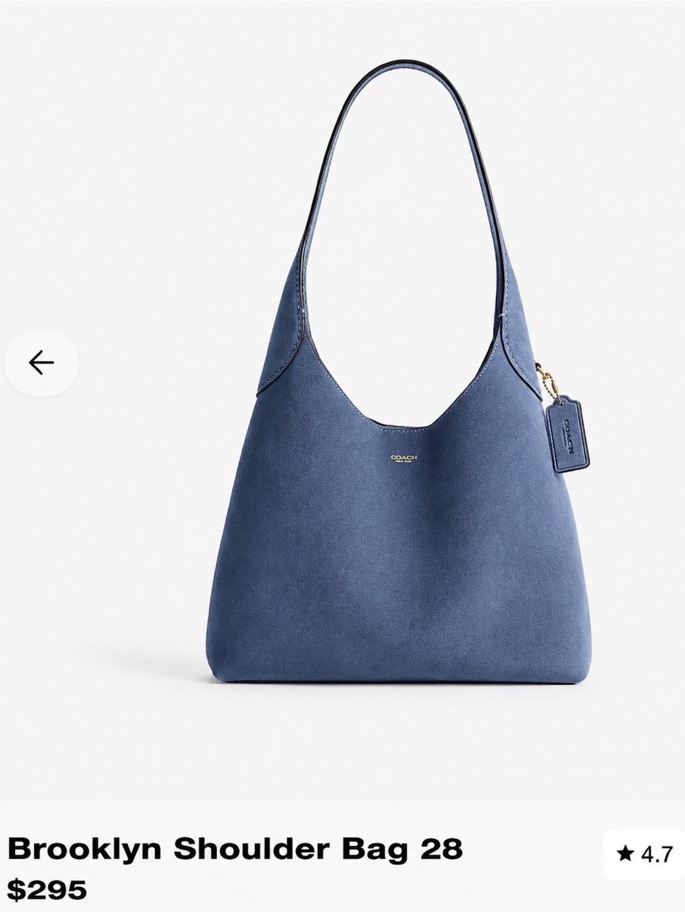 Coach Brooklyn Shoulder Bag 28 in Denim Suede